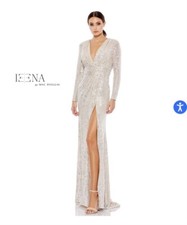 Mac Douggal Womens Sequined Evening Gown Silver Size 6