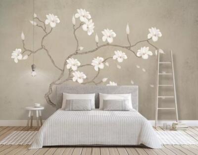 3D White Flower Branch ZHUA242 Wallpaper Wall Murals Removable Self-adhesive Amy