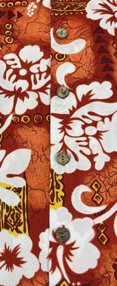 Camisa grande Kennington LTD California para hombre naranja/blanco manga corta con botones Foto 4 de 4