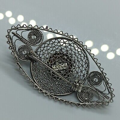 Old Israeli Filigree Brooch Pin Ethnic Vintage Sterling Old Israeli Filigree Brooch Pin Ethnic Vintage Sterling