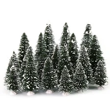 20pcs Snowy Pine Trees Mini Christmas Trees Covered Snow with White Bases XS0804