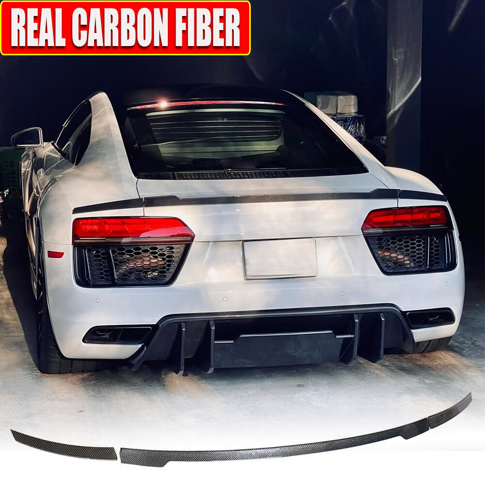 FOR AUDI R8 V10 COUPE GEN 2 16-22 REAR TRUNK SPOILER WING LIP REAL CARBON FIBER