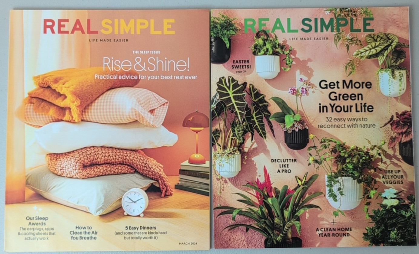 REAL SIMPLE Magazine Lot 2 Back Issues 2024 Mar Apr Decor Lifestyle Food Family