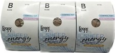 3 Pack Leggs Sheer Energy Control Top Size B Nude 97756 Light Support Leg