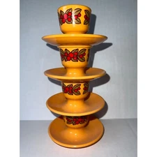 EMSA Egg Cup Holder Set of 4 Vintage Kitchen Decor Orange Floral West Germany