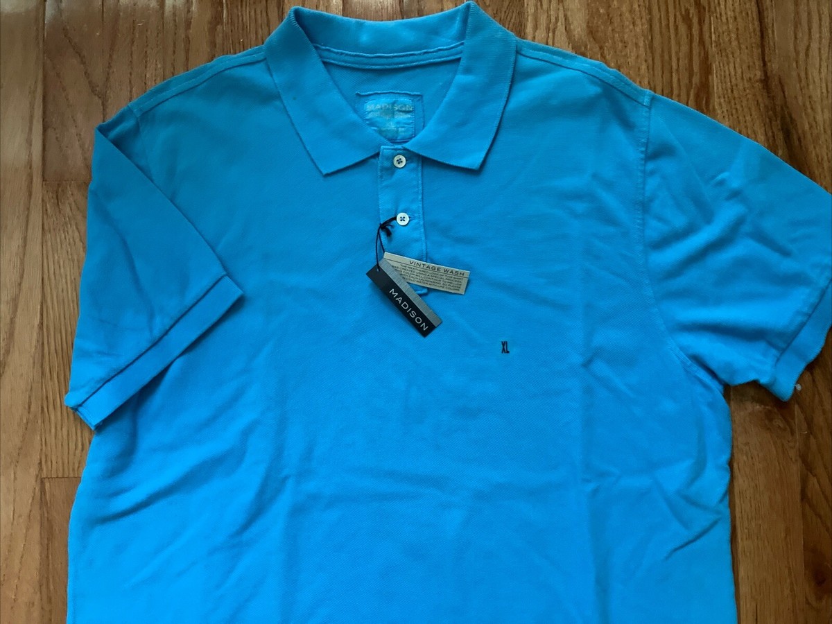 New Men's Madison , Vintage Wash , Short Sleeve Polo Shirt, Size