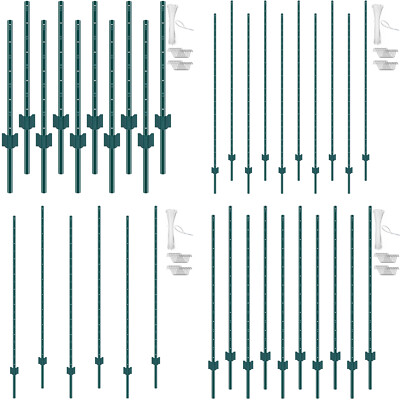 3ft / 4ft/ 5ft/ 6ft/ 7ft Fence Post 10 Pack T-Post Heavy Duty Metal Fence Posts