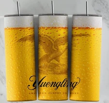 YUENGLING BEER THEME 20oz Skinny Insulated Tumbler Lid Straw