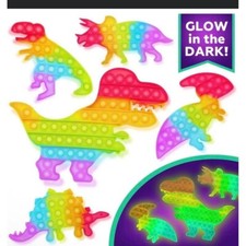 Dinosaur Pop It Toys 5 Pack – Glow in the Dark Sensory Fidget Toy Gift Present