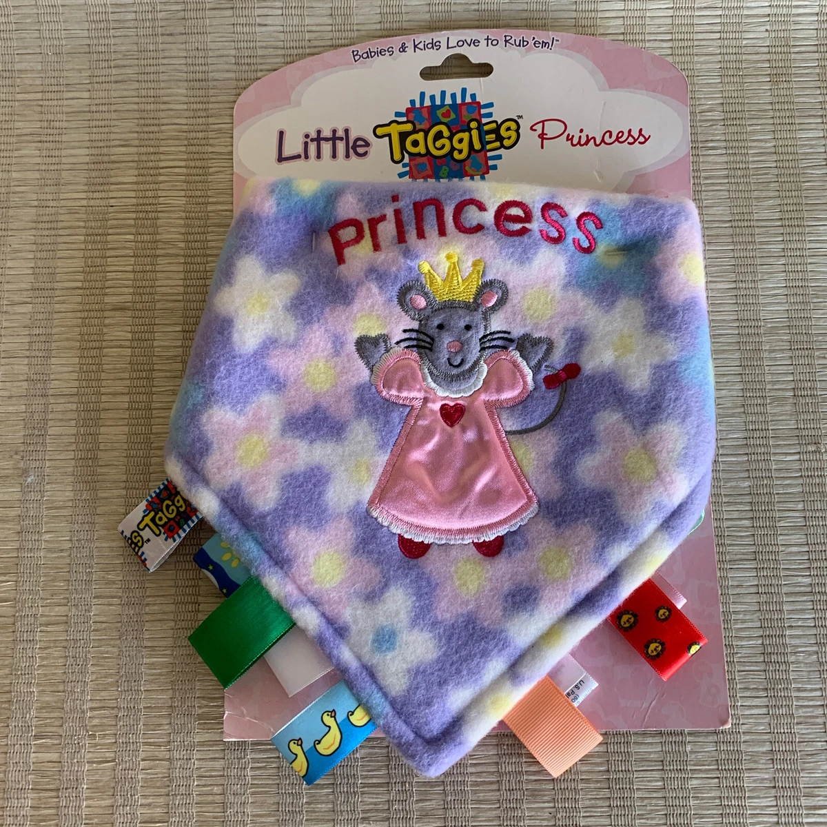 Taggies Little Princess Mouse Fleece Lovey Satin Tags 12