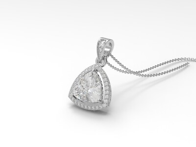 4.6 Ctw Trillion Cut Moissanite 925 Sterling Silver Floating Halo Women Necklace