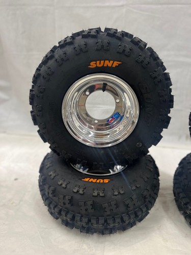 DWT Polished 8" Front Rear Wheels Rims 19" Sunf A027 19x7-8 Tires Suzuki LT80 - Picture 8 of 9