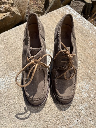 Frye Carolyn Brown Suede Wedge Round Toe Lace Up Booties Heel Size 9.5M - Picture 6 of 10