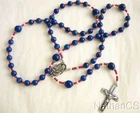 Catholic Rosary Rosenkranz Lapis Lazuli, Vintage Seed Beads & Sterling Silver