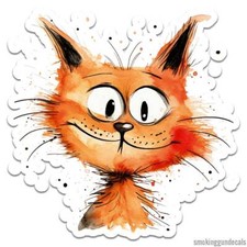 Happy Orange Cat, Vinyl Decal Sticker, Indoor Outdoor, 3 Sizes, 12367
