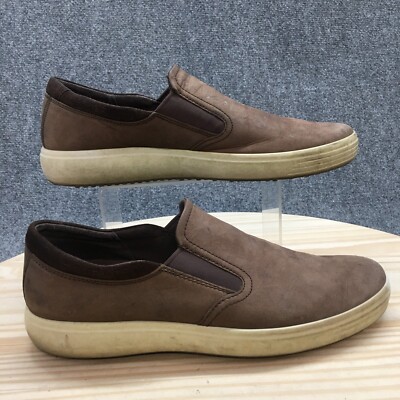 Ecco Loafer Mens 12-12.5 Brown Soft 7 Round Toe Slip On Casual Comfort Nubuck