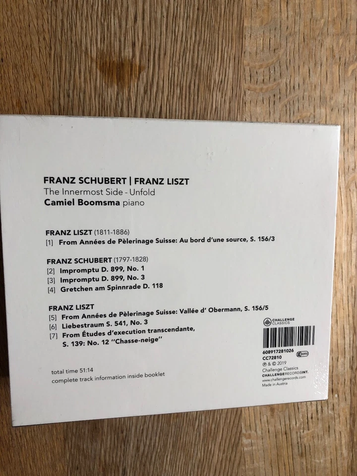 CAMIEL BOOMSMA - SCHUBERT & LISZT, CHALLENGE CLASSICS, CD NEU (OVP) - Bild 2 von 2