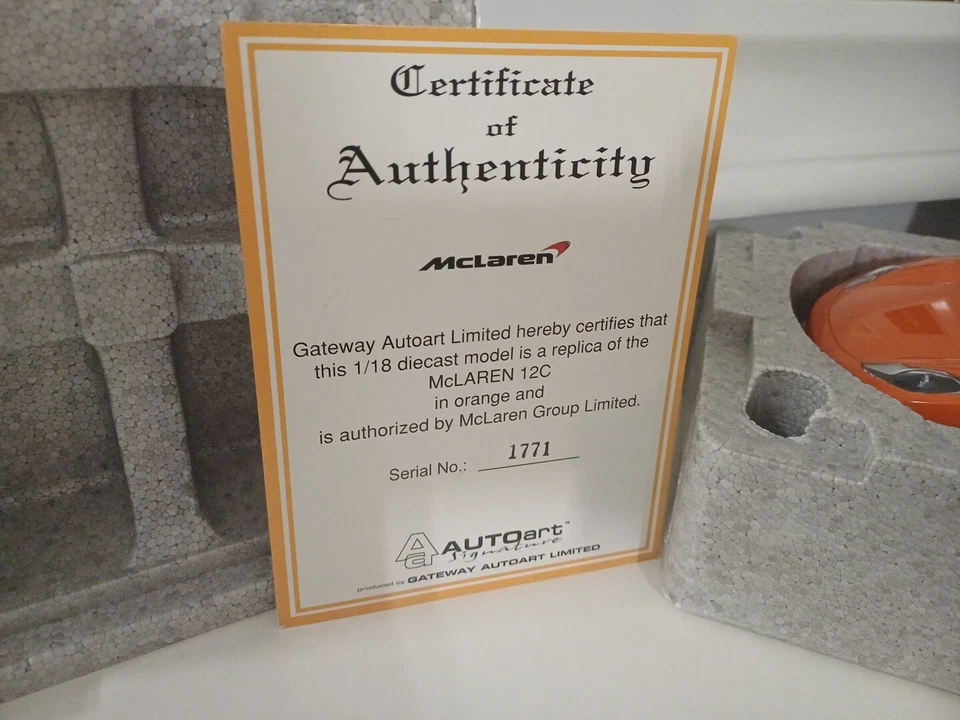 Mclaren 12C Autoart Signature 1.18 - Miniature Orange- Série Limitée Collector - Photo 2/4