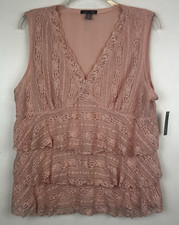 Babydoll Top Womens XL Pink Lace Y2K Fairy Whimsy Soft Girl New Coquette Layered