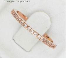 18K ROSE GOLD PLATED AUSTRIAN CRYSTAL SLIM ETERNITY RING. SIZE: M, Q 