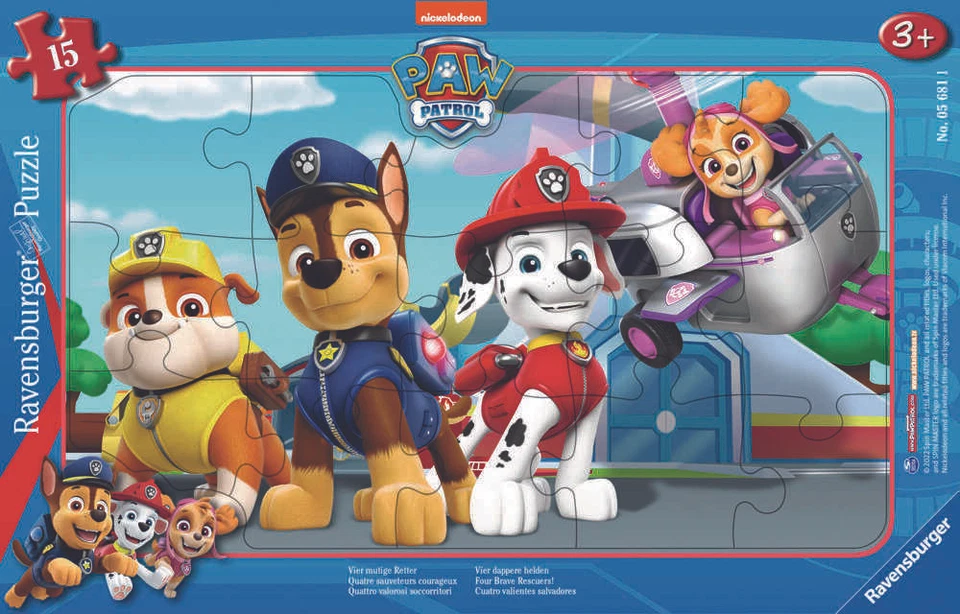 15 Teile Ravensburger Kinder Rahmen Puzzle Paw Patrol Vier mutige Retter 05681