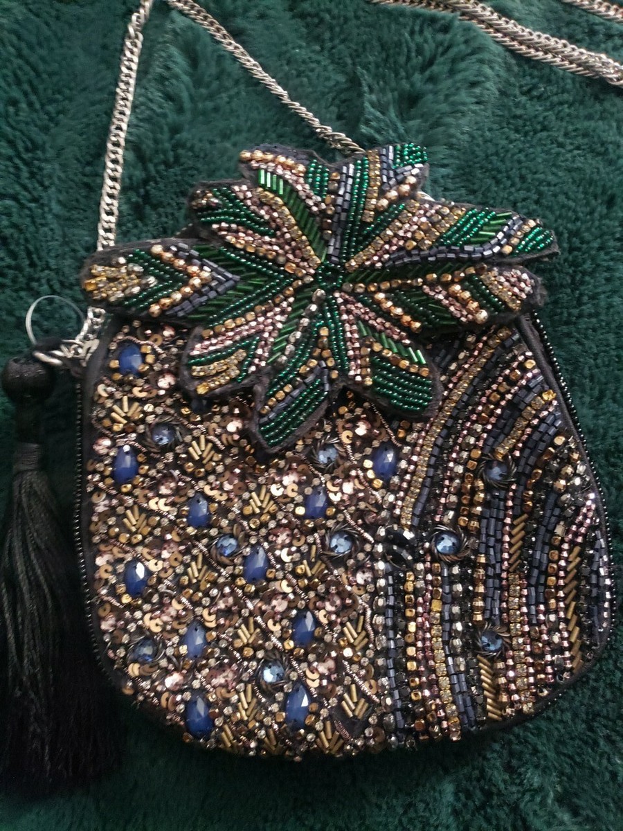 ZARA HANDMADE BEADED EMBELLISHED PINEAPPLE SMALL CROSSBODY