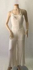 NEW Double Zero Ivory Gauzy Wide Leg Adjustable Strap Jumpsuit Size M - 78.00
