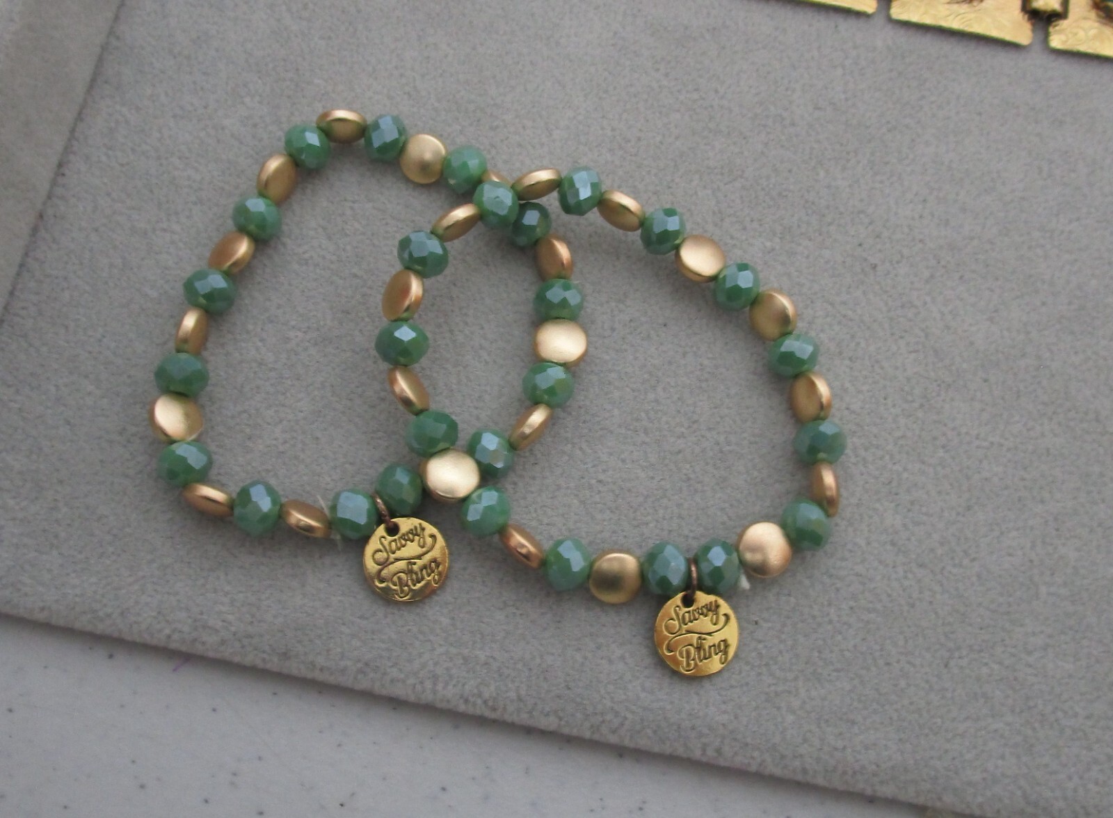 SAVOY BLING Bracelets 2 Stackable Bead Stretch Gr… - image 1