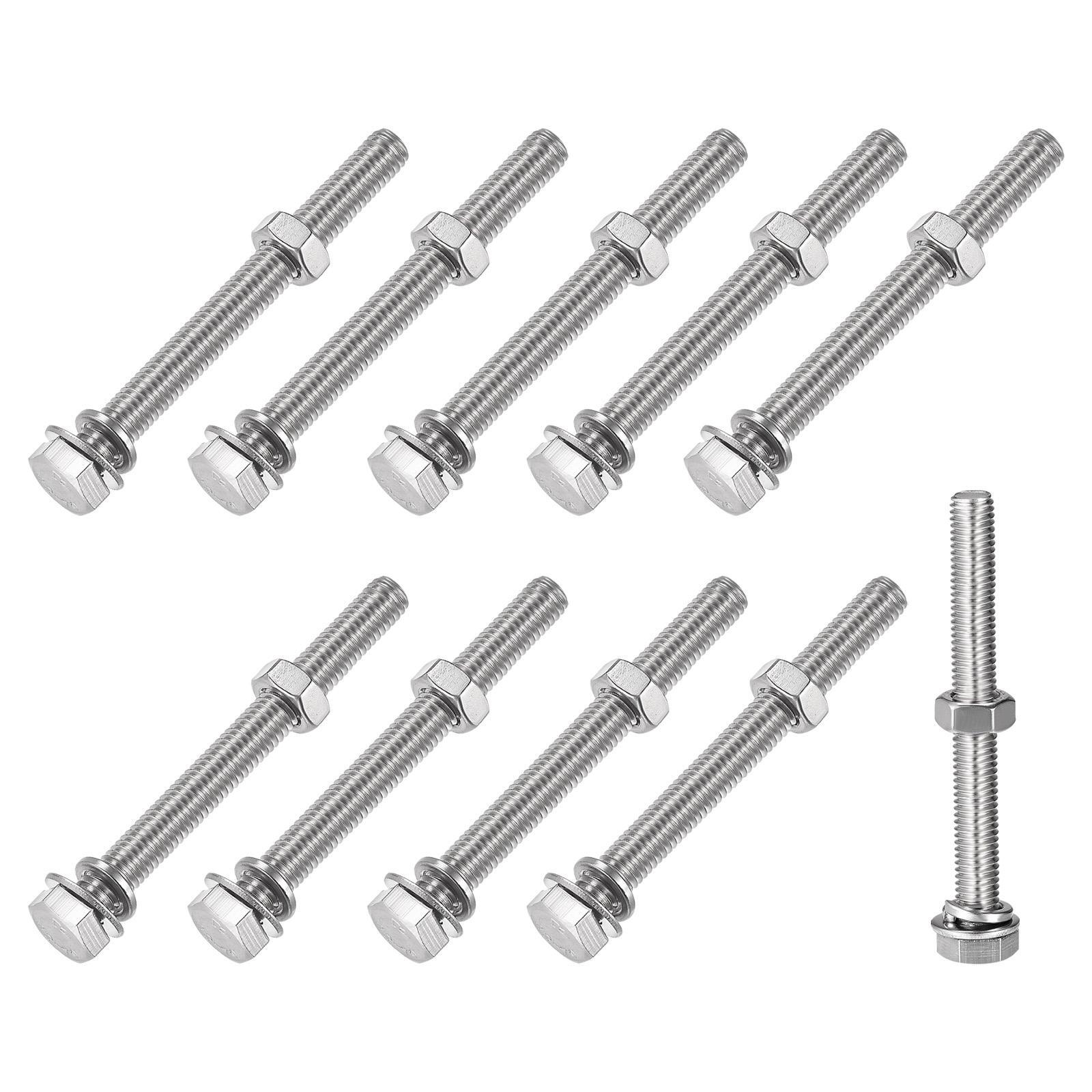 M8x70mm Hex Head Screws Bolts Nuts Washers Kit 10 Sets