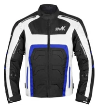 HWK Spyder Motorcycle Jacket White/Blue Size Medium