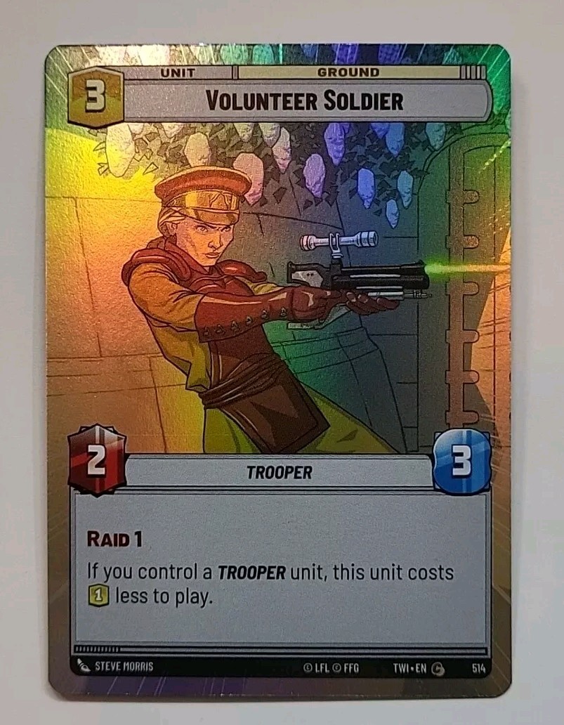 STAR WARS UNLIMITED TWI #514 VOLUNTEER SOLDIER COMMON UNIT HYPERSPACE FOIL