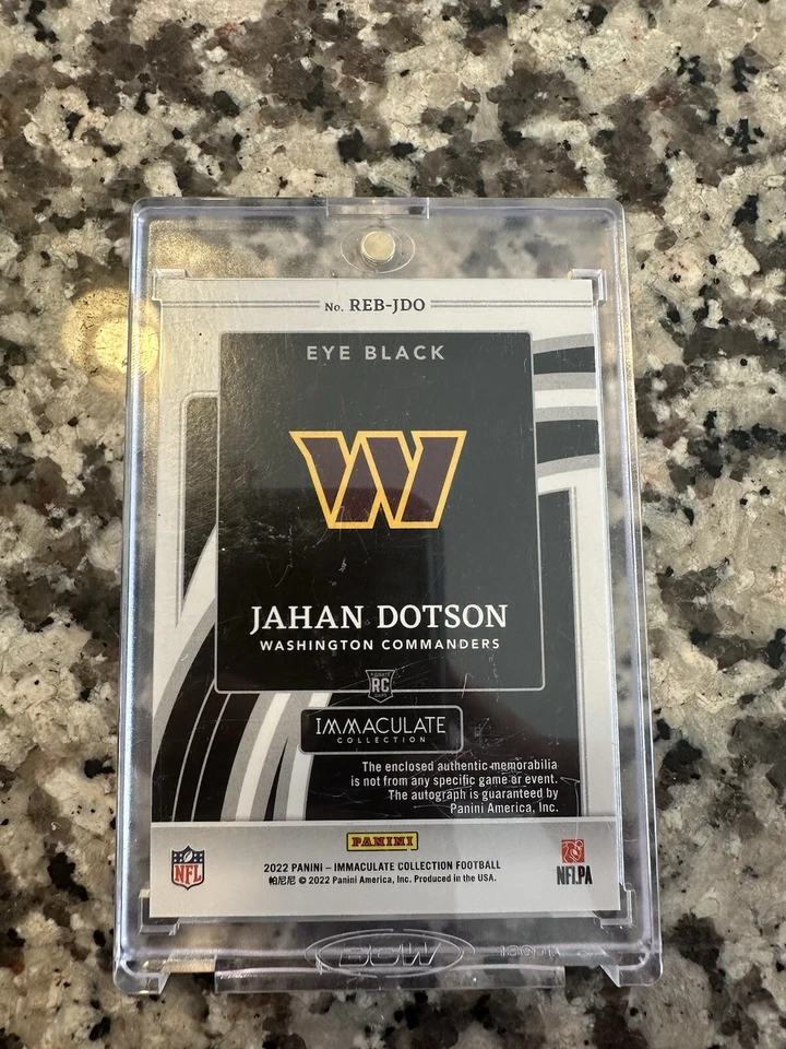 2022 immaculate eye black auto jahan dotson 42/99 three color patch - Image 3 of 3