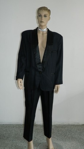 Completo da donna smoking nero a costine con particolari in stoffa lucida  OMA163 | eBay