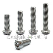 M8 Stainless Steel Button Head Socket Cap Screws A2, Metric ISO 7380 1.25 Coarse