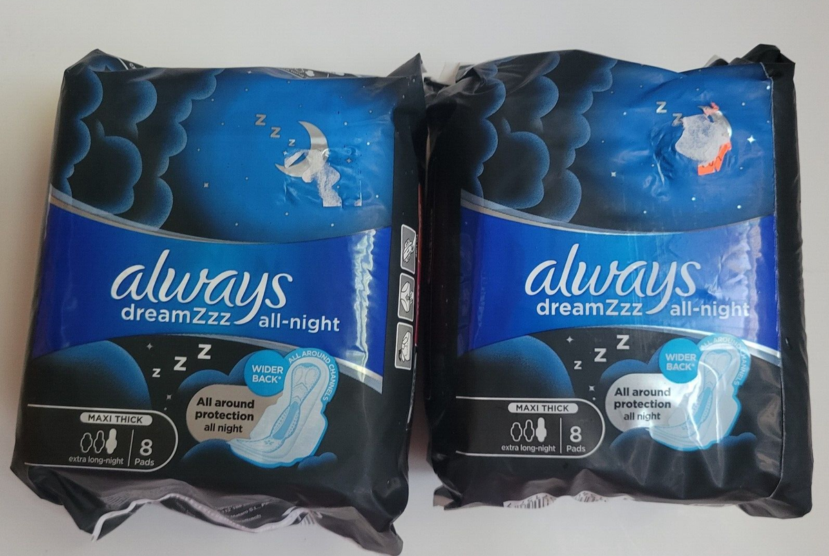 Always ZZZ Dream All-Night Overnight Maxi Thick Wider Back 8 Pads