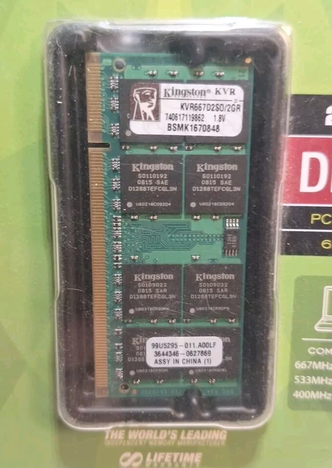 Kingston 2GB Ram DDR2 PC2-5300 667 MHZ KVR667D2SO/2GR NEW SEALED  - Image 2 of 4