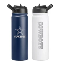 Logo Brands 2 Pack NFL Dallas Cowboys Insulated Water Bottles 24 Oz Each