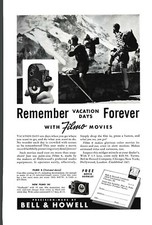 1939 Bell  Howell Filmo 8 Camera Vintage Color Print Ad Video Movie Ephemera