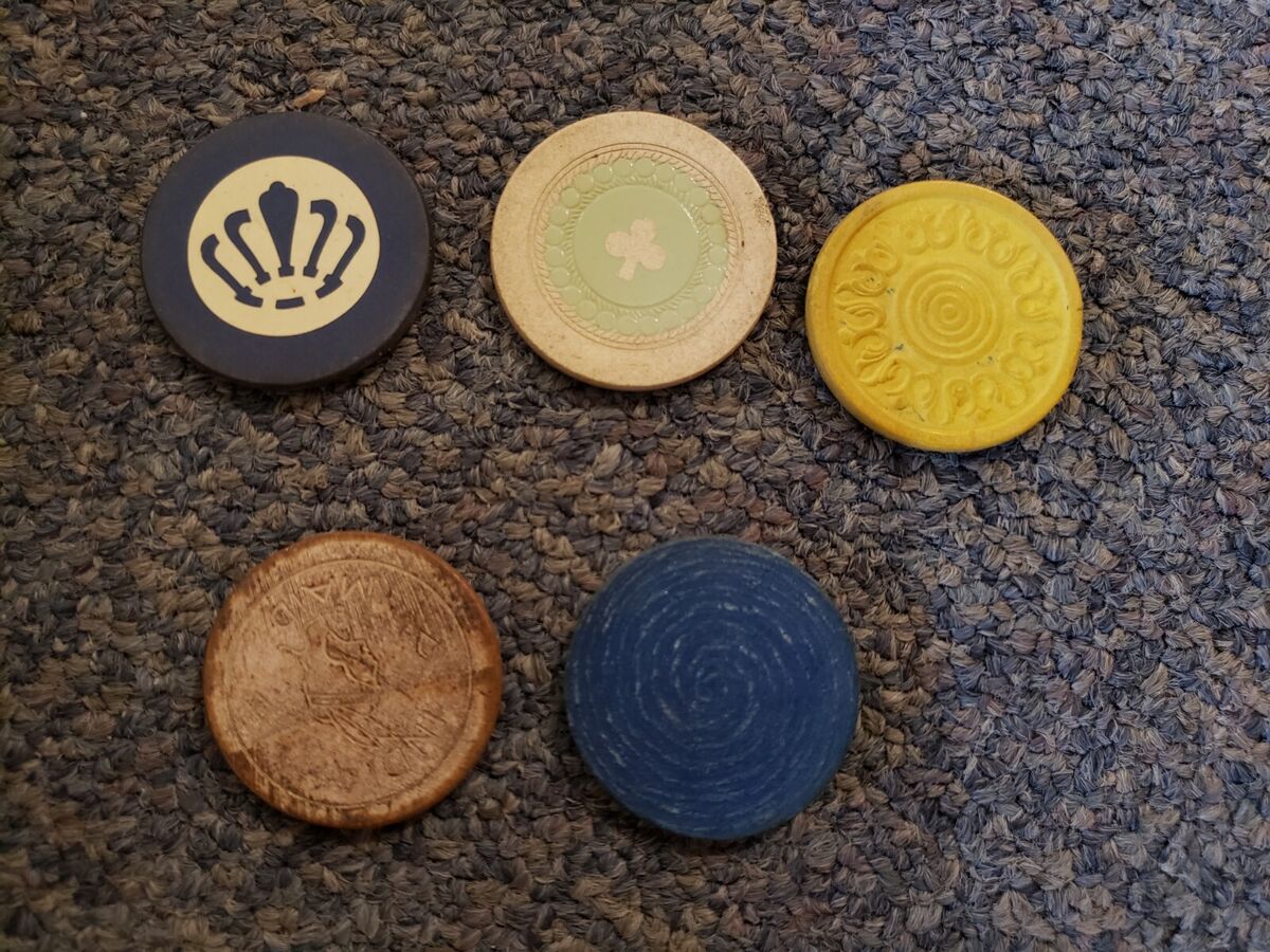 725 + Antique old west Gambler Poker Chips 19th c. wood clay 725 + Antique old west Gambler Poker Chips 19th c. wood clay