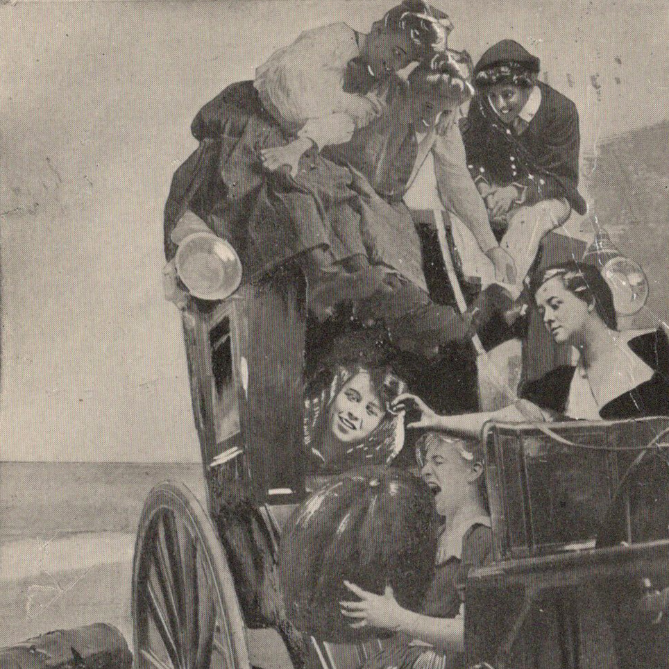 1909 Women Loaded To The Brim Carriage Wagon Coach Comic Humor Funny Postcard