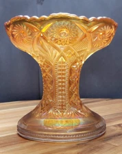 Vintage Carnival Glass Marigold Punch Bowl Base with Ruffled Edges