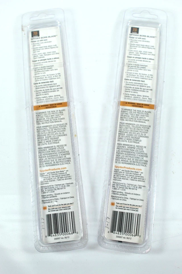Spyder Bore-Blade 8 Inches Lot Of 2 New Sealed Universal Reciprocating Saw Blade - Image 2 of 4