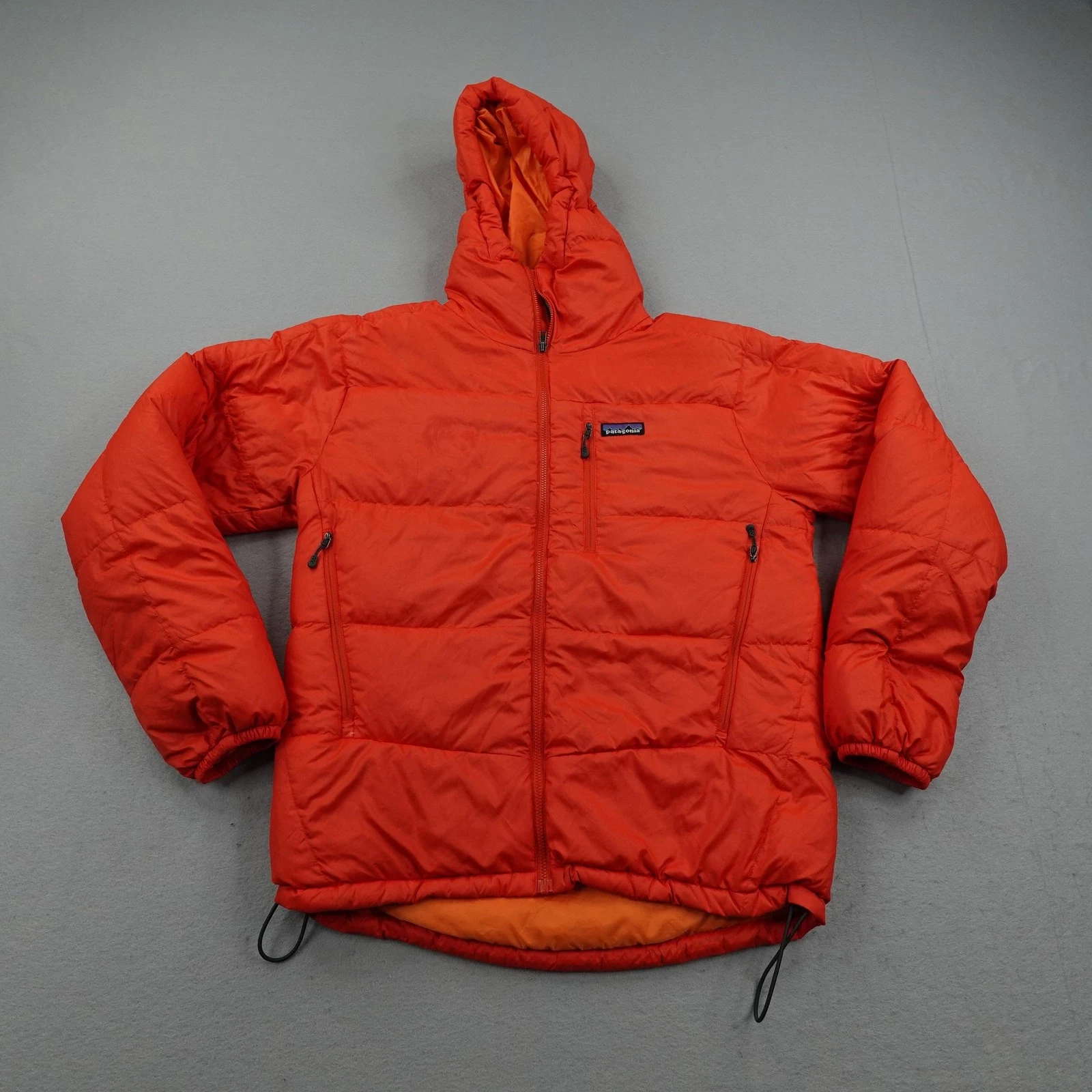 Patagonia Jacket Mens Small Orange Fitz Roy Down Hoody Puffer Quilted Coat Parka
