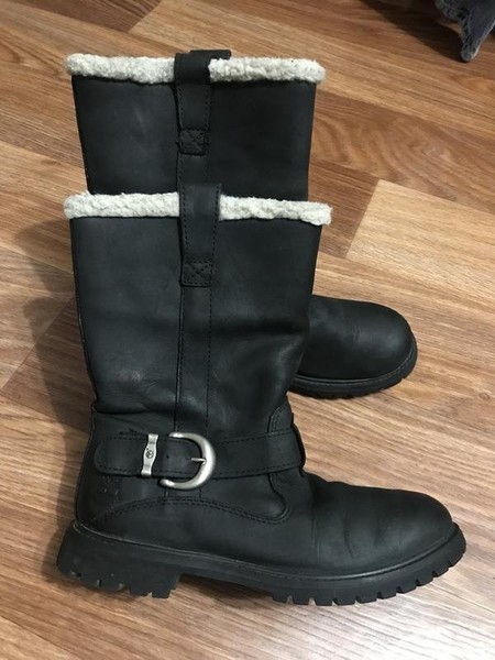 Women Timberland Boots Black Leather 38.5 #NYGW