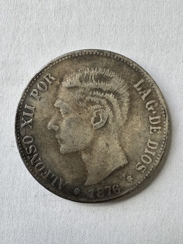 Spain Coin 5 Pesetas 1876 Alfonso XII