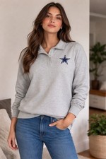 Dallas Cowboys Women s Pullover Sweatshirt Gray Fleece Lined NFL Team Apparel XL