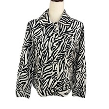 Chico's Zebra Print Button Front Jacket Matching Buttons Chico's Size 2 or M