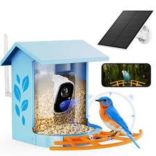 Bird Feeder with Camera Smart Solar Powered Birds Feeder with 1080P FHD, Auto...