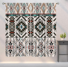 Aztec Blackout Curtains, Native American Tribal Boho Geometric Art Printed Windo