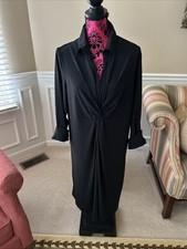 TravelSmith Black 3/4 Sleeve Knee Length Dress Size 2X, Fits 16-18 EUC